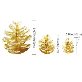 SaktopDeco 30 Counts Artificial Pine Cones Small Gold Pinecones Ornaments Christmas Pine Cones Bulk for Crafts Christmas Tree Holiday Garland Wreath Decor