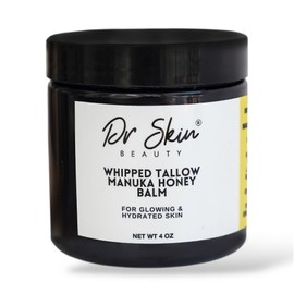 Dr Skin BEAUTY Whipped Beef Tallow and Manuka Honey Balm, 4oz, Orange scent, Grass Fed Grass Finished Organic Face Cream, Body Lotion, and Lip Balm for psoriasis, eczema and babies