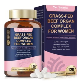 Beef Organ Supplement for Women - Beef Liver, Kidney, Heart,Uterus Tissue - Balance Hormones & Women's Overall Energy - Grass Fed, Pasture Raised - Natural Iron Supplement with Folate - 120 Capsules