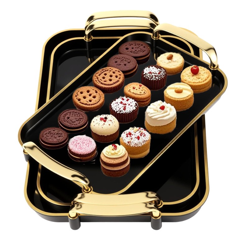 Aayoruro Serving Tray with Handles Set of 3 Rectangular Large