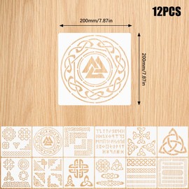 Neikafan Pack of 12 Celtic Knot Stencils Airbrush Celtic Ornaments 20 x 20 cm Drawing Stencil Celtic Symbols for Scrapbooking Crafts Drawing DIY Furniture Home Decoration