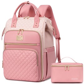 Otevan Lunch Backpack for Women, 15.6 inch Laptop Backpacks for Womens, Work Backpacks with Lunchbox,Insulated Back pack Cooler,Teacher Nurse Travel Backpack for Women