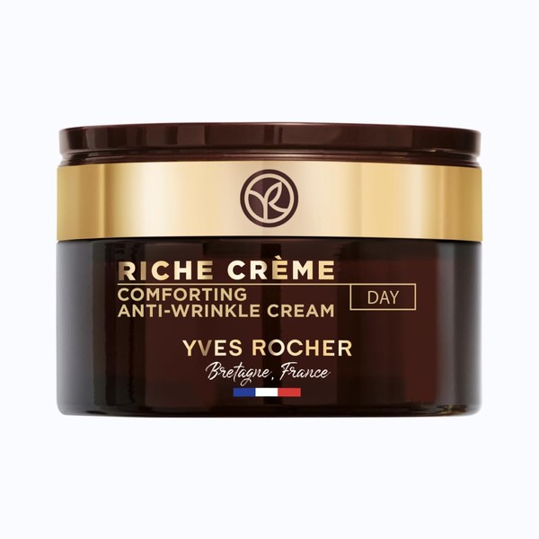Yves Rocher RICHE CRÈME Anti-Wrinkle Pampering Day Cream, Regenerating Anti-Ageing Day Cream, Reduces Wrinkles, 1 x Glass Jar 50 ml