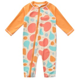 Dovio Baby Swimsuit UPF 50+ Sun Protection One Piece Zipper Beach Swimwear for Little Boys Girls Toddler(512BUBBLE,12-18M)