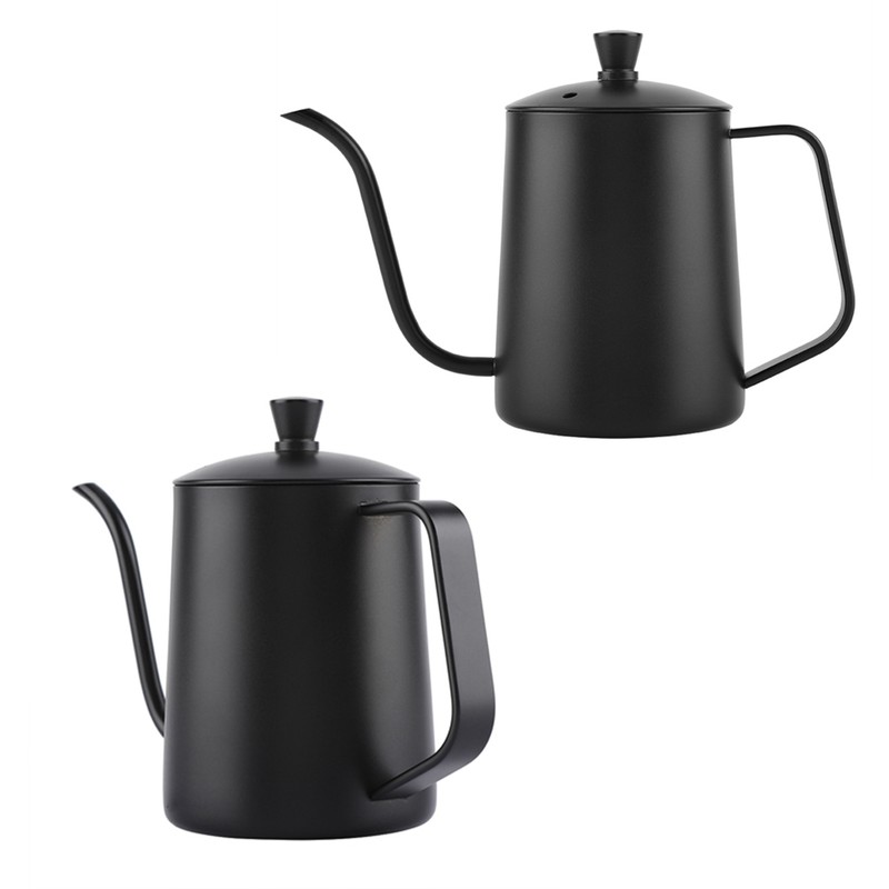 550ml Stainless Steel Long Gooseneck Coffee Pot Kettle with Lid