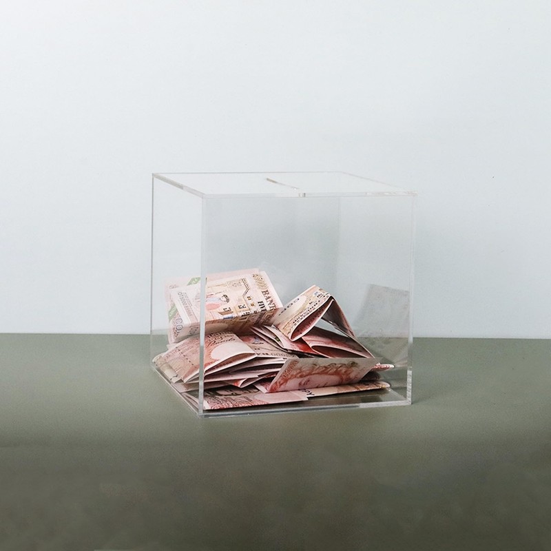 Clear Acrylic Money Box Not to Open 10 x 10