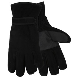 Mens Black Thick Fleece Gloves 40g Thinsulate Insulation And PVC Palm Grips L/XL
