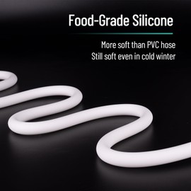 59 Inches Silicone Shower Hoses Replacement, Anti-Kink Designed Handheld Shower Head Hose Ultra-Soft Hoses Extension with Brass Insert & Nut, White