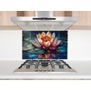 Myphotostation 25Wx18H'' Radiant Lotus Water Lily Backsplash Tempered Glass Backsplash,