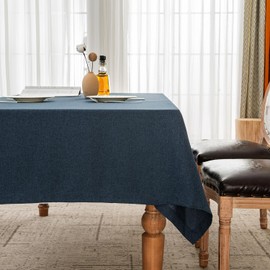 BALCONY & FALCON Tablecloths Rectangle Faux Linen Table Cloth, Washable Table Cover for Kitchen Dining Tabletop Buffet Decoration, Large Oblong Table Cloths, Navy