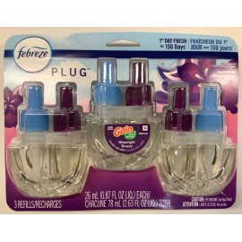 Febreze Plug with GAIN Scent Parfum Moonlight Breeze Scented Oil 3 Dual Refills
