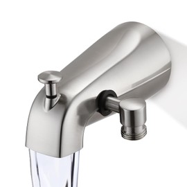 Sperwoesy All Metal Tub Spout with Diverter Brushed Nickel, Fits 1/2” or 3/4" Threaded Pipes, Bathtub Faucet with Shower Diverter for Convenient Water Control