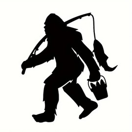 Bigfoot, Sasquatch Fishing Sticker Decals, Car, Truck, Motorcycle, Window, Laptop, Tumbler, Sports, Phone, Home Decoration, Funny Designs, Made in The U.S.A.
