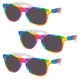 Lufsun 3 Pcs Rainbow Sunglasses Classic Vintage 80s Style Rectangle Sunglasses for Women Men Rainbow Pride Fashions UV Protection Sunglasses