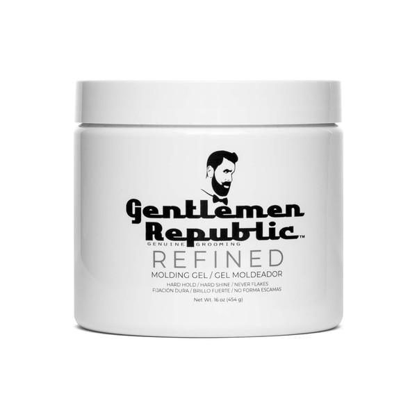 Gentlemen Republic 16oz Refined Gel - Professional Formula for 24 Hour Shine and Hold, Humidity Resistant, 100% Alcohol-Free and Never Flakes, Made in the USA
