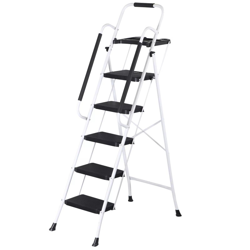 SEGAWE 5 Step Ladder with Handgrip 330Lbs Steel Step Stool