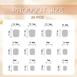 GlamRays Press On Nails, Short Peach Colour, Square Shape, Gradient French Tips, False Acrylic Nail Press Ons, Short Length, Glue on Artificial Nails, Ombre, Pack of 24