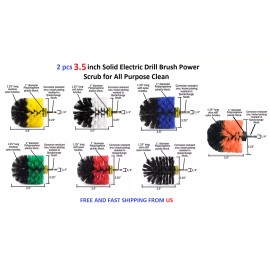SHYN ABRASIVES 2 pcs 3.5 inch Solid Electric Drill Brush Power Scrub for All Purpose Clean - Blue Medium Bristle