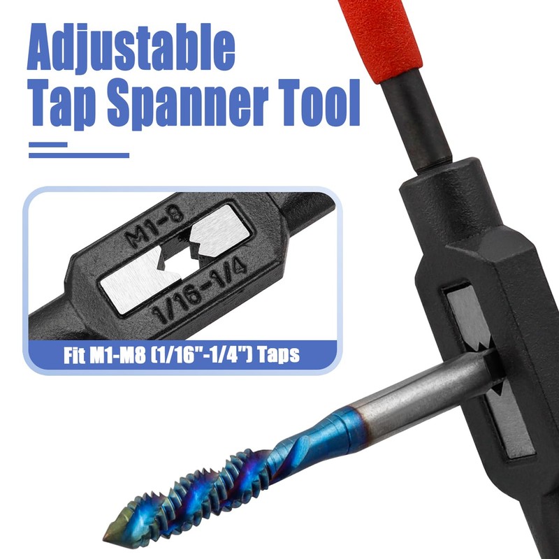Mesee Adjustable Tap Wrench Plastic Dipped Handle Thread Tap Holder