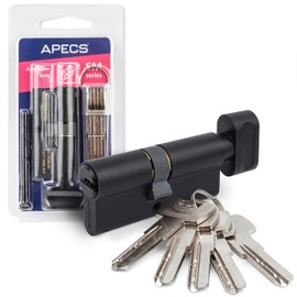 Knob Cylinder Black APECS Lock Cylinder with Knob Cylinder Lock 65 (30/35C) mm for Door Lock Front Door with 5 Keys Model SM-65(30/35C)-C-BLM