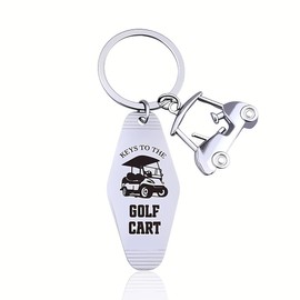 Funny Keyring Accessories Golf Cart Keychain for Women Men Golfing Lover Player Sports Gift Metal Driver Keychain for Father Husband Birthday Gift Keys to the Golf Cart Car Key Holder