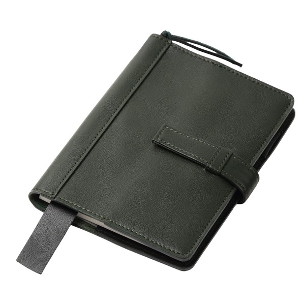 Lightex A6-monoleather Notebook Cover, A6 Size, Hobonichi Original Size, Genuine Leather, Bi-Color, Notebook Cover, Dark Green