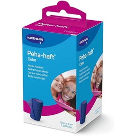 Peha-haft Color - Cohesive Fixation Tape in Blue - Easy to Apply - Does Not Stick to Skin - Allows Skin to Breathe - 8 cm x 4 m - Pack of 1