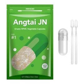 AngtaiJN Empty Vegan Capsules, 1 (Pack of 500), Empty Capsules for Filling with 2 Micro Spoons, DIY Capsule Cases for Capsule Filler, Size 1