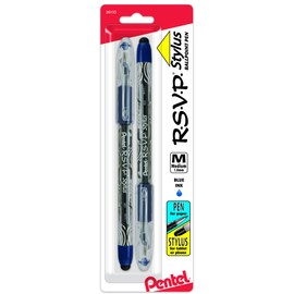 Pentel Rsvp Stylus Ballpoint Pen, Medium Line, Blue Ink, Pack of 2 (BK91LBP2C)