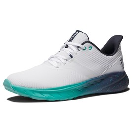 FootJoy Men's FJ Flex Golf Shoe, White/Green/Blue, 10