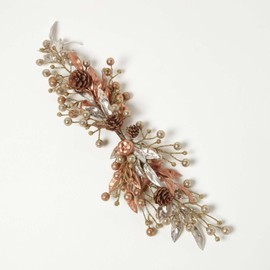 HOMESCAPES Champagne & Gold Christmas Swag Decoration 70 cm Long Indoor Christmas Decoration with Pinecones, Berries and Apples