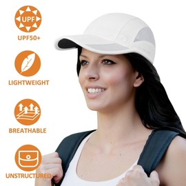 GADIEMKENSD 2 Pack Baseball Caps Camping Outdoor Cap Lightweight Breathable Cooling Unstructured Soft Baseball Cap Trucker Dad Hats Mens Quick Dry Caps Adjustable Summer Hats (Plain White, Light Gray)