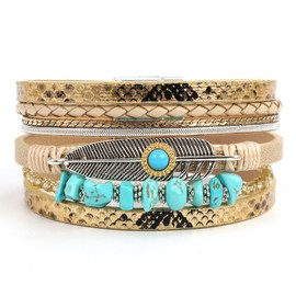 Long tiantian Western Bracelets for Women Boho Leather Wrap Bracelets Stackable Crystal Beaded Bracelet with Clasp Jewelry Gifts Boho Dresses for Women 2025