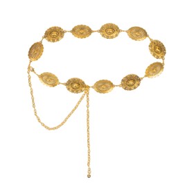 XuoAz Western Concho Chain Belt for Women - Sliver Waist Chain Belt Western Cowgirl Belt for Dresses Country Concert Outfit