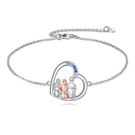 AOBOCO Three Sisters Bracelet Sterling Silver 3 Sisters Gifts from Sister Friendship Jewelry Birthday Gifts for My Sister Women Friends (Heart Three Sister)