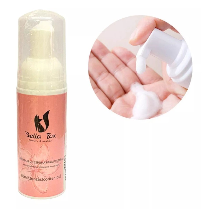 Bella Fox Espuma Limpieza Extensiones Pestañas + Cepillo Limpiador