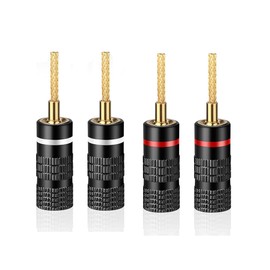 KUYIOHIFI HiFi Flex Pin Banana Plugs, 2mm pin Banana connectors/Plugs, for Spring-Loaded Inputs/Speaker Terminals (2 Pairs)