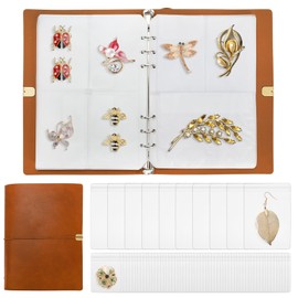 Acshio Jewelry Storage Book, PU Leather Travel Jewelry Organizer with Pockets, Portable Earring Organizer Case Ring Holder for Bracelet, Necklace (64 Grids, 70 Earring Pouches)