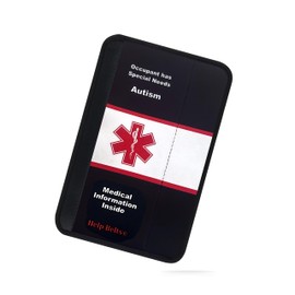 Autism Awareness Medical Alert Seat Belt Cover (9”) with Pocket for Emergency Information and Contacts Form Also Online. Fits All seat Belts and is Made by Help Belts. (Black/White)