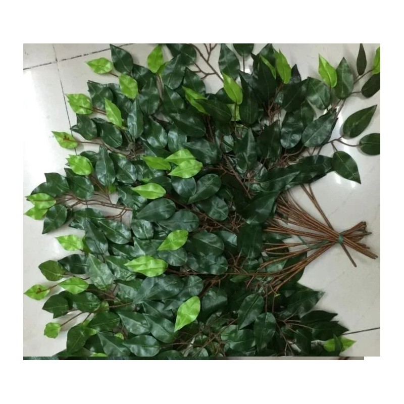 Liven&Decor Set 12 Hojas Ramas Artificial Verde Follaje Ficus -