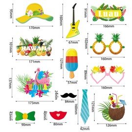 INTATIKOO 29 Pcs Luau Party Photo Booth Props, Hawaiian Themed Party Decorations Supplies, Tropical Aloha Tiki Summer Beach Pool Party Favors, Funny Selfie Props for Kids & Adults