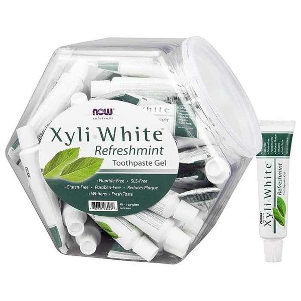 NOW Solutions, Xyliwhite™ Toothpaste Gel, Refreshmint, Cleanses and Whitens, Fresh Taste, 40 Units, 1-Ounce Tubes