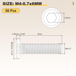 METALLIXITY Flat Head Hex Socket Cap Screws Bolts(M4-0.7x10) 50Pcs, Steel Hex Socket Furniture Bolts Screws - for Furniture Woodworking Project, Black