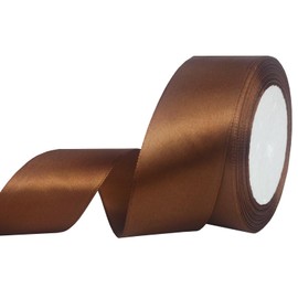 1-1/2 Inch Brown Satin Ribbon Single Faced Fabric Ribbon for Gift Wrapping Sewing DIY Hair Bows Floral Decoration Craft Wedding Bouquet, 25 Yards