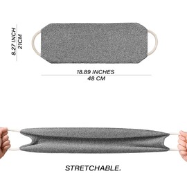 XNXA Exfoliating Back Scrubber for Shower with Handles, Double-Sided Body Scrub Towel, Stretchable Extra Long Deep Cleaning Bath Cloth for Women and Men (Grey)