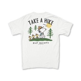 Riot Society Peanuts Snoopy Take A Hike Womens Tee - White Comfort Colors, XX-Large