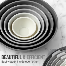 Zulay Kitchen 12 Piece Plastic Mixing Bowls with Lids Set - Colorful Mixing Bowl Set for Kitchen - Nesting Bowls with Lids Set - Microwave and Freezer Safe (Gray Ombre)