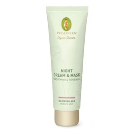 PRIMAVERA Night Cream & Mask Smoothing & Renewing 50 ml - Natural Cosmetics - Night Cream and Leave - On Mask for Mature, Demanding Skin - Smooths and Renews Skin - Vegan