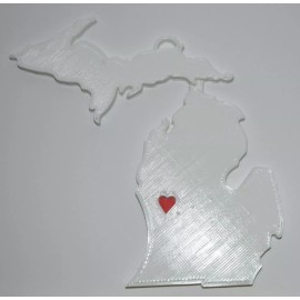 MICHIGAN STATE OUTLINE LANSING HEART CUTOUT HOLIDAY ORNAMENT USA PR244-MI