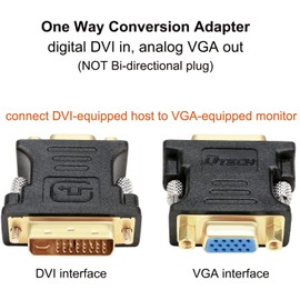 DTECH DVI VGA Converter Adapter DVI-D (24+1) Male to VGA (Mini D-Sub 15 Pin) Female Converter Unidirectional Transmission Full HD 1080p DVI 25pin D-sub 15 Pin Converter Plug DVI RGB Relay Extension